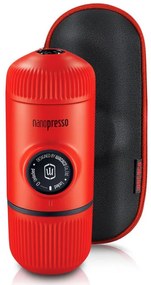 Φορητή μηχανή εσπρέσο Wacaco Nanopresso Lava Red, 18bar, 80 ml, Για αλεσμένο καφέ, Δεν χρειάζεται φόρτιση ή μπαταρίες, Θήκη μεταφοράς, Κόκκινο