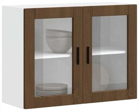 vidaXL Ντουλάπι τοίχου κουζίνας με γυάλινη πόρτα Porto Καφέ δρυς