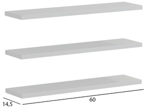 ΣΕΤ 3 ΡΑΦΙΑ ΤΟΙΧΟΥ CASSIUS HM8966.11 ΜΕΛΑΜΙΝΗ ΣΕ ΛΕΥΚΟ 60x14,5 εκ