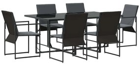 vidaXL Σέτ φαγητού για κήπο 7 pcs Μαύρο Ατσάλι