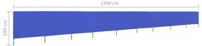 vidaXL Προστατευτικό Αέρα με 9 Πάνελ Αζούρ Μπλε 1200x160 εκ Υφασμάτινο