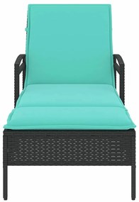 vidaXL Ξαπλώστρα με Μαξιλάρι Μαύρη 63x200x81 εκ. από Συνθετικό Ρατάν (μόνο για τις ΗΠΑ)