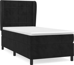vidaXL Κρεβάτι Boxspring με Στρώμα Μαύρο 90x190 εκ. Βελούδινο