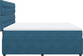 vidaXL Κρεβάτι Boxspring με Στρώμα Μπλε 180x200 εκ. Βελούδινο
