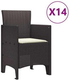 vidaXL Σέτ φαγητού για κήπο 15 pcs Καφέ Rattan Polt