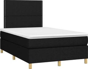 vidaXL Κρεβάτι Boxspring με Στρώμα &amp; LED Μαύρο 120x200 εκ. Υφασμάτινο
