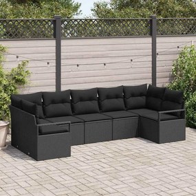 vidaXL Σετ Καναπέ Κήπου 7 pcs Μαύρο Πολυ ράταν