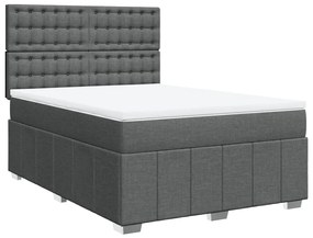 vidaXL Κρεβάτι Boxspring με Στρώμα Σκούρο Γκρι 140x200 εκ Υφασμάτινο