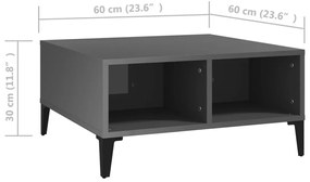 Τραπεζάκι Σαλονιού Γυαλιστερό Γκρι 60 x 60 x 30 εκ. Μοριοσανίδα - Γκρι