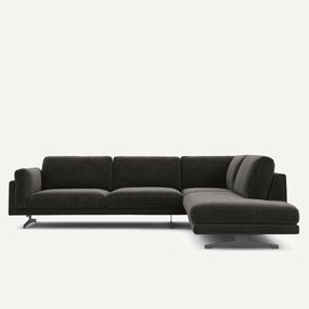 Γωνιακός καναπές με σεζλόνγκ από βελούδο chenille, César