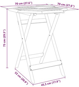 Τραπέζι Κήπου Πτυσσόμενο Ø70x75 εκ. Μασίφ Ξύλο Ακακίας - Καφέ