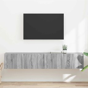 vidaXL Ντουλάπι Τηλεόρασης Τοίχου Επιτοίχιο 2 pcs Γκρίζο Σονομα