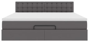 Οθωμανικό κρεβάτι με στρώματα &amp; LEDs Γκρι Faux Leather 3312170