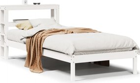 vidaXL Σκελετός Κρεβ. Χωρίς Στρώμα Λευκό 75x190 εκ Μασίφ Πεύκο