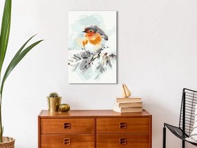 Ζωγραφική με αριθμούς πουλί στο χιονισμένο κλαδί - 40x60