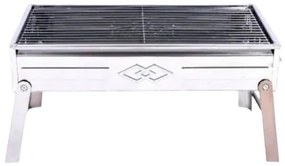 KMT Style Φορητή Ψησταριά Κάρβουνου για BBQ 45x22.5εκ. Ασημί