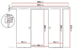 Συρόμενες πόρτες Dover 199, 38 kg, Craft δρυς, Πλαστικοποιημένη μοριοσανίδα, Ανοιχτό καφέ, Αλουμίνιο | Epipla1.gr