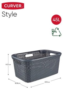 Curver Καλάθι Άπλυτων Style 45 Λίτρων Ανθρακί