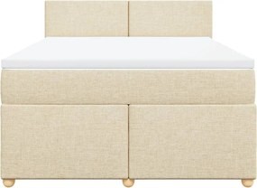 vidaXL Κρεβάτι Boxspring με Στρώμα Κρεμ 140x190 εκ. Υφασμάτινο