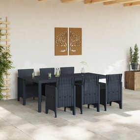 vidaXL Σετ Υπαίθριας Εστίασης 7 Τεμαχίων  Ανθρακί Πολυ Ράτταν