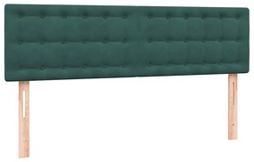 vidaXL Κρεβάτι Boxspring με Στρώμα Σκούρο Πράσινο 140x210εκ. Βελούδινο