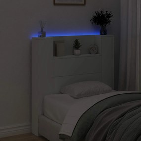 vidaXL Κεφαλάρι με Αποθήκη και LED Λευκό Επεξεργασμένο Ξύλο