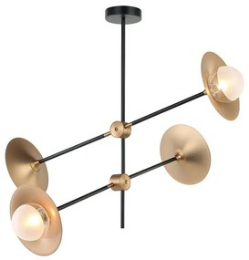 Φωτιστικό Οροφής - Ράγα HL4324C84BB 4ΧG9 85X81ΧΗ67 Brass-Black Aca Decor Metal, Glass