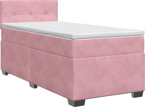 vidaXL Κρεβάτι box spring με στρώμα Ροζ 100 x 200 cm Βελούδο