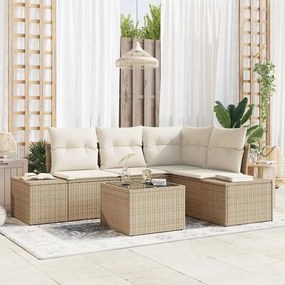 vidaXL Σετ Καναπέ Κήπου 5 pcs Μπεζ Πολυ ράταν