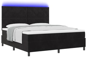 vidaXL Κρεβάτι Box Spring με Στρώμα & LED Μαύρο 180x200 cm Βελούδο