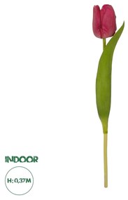 GloboStar® Artificial Garden HOT PINK TULIP BRANCH 21201 Τεχνητό Διακοσμητικό Κλαδί Έντονο Ροζ Τουλίπα Y37cm