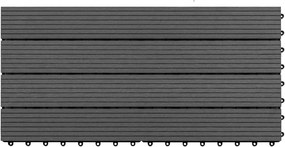 vidaXL Πλακάκι Δαπέδου 6 pcs Μαύρο 60 x 30 cm WPC