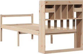 vidaXL Κρεβάτι Βιβλιοθήκη Χωρίς Στρώμα 75x190 εκ Μασίφ Ξύλο Πεύκο