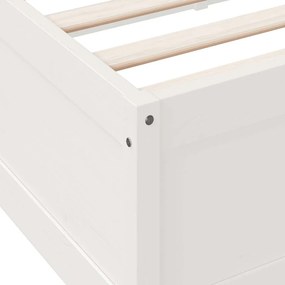 Κρεβάτι Βιβλιοθήκη Χωρίς Στρώμα Λευκό 135x190 εκ Μασίφ Πεύκο - Λευκό