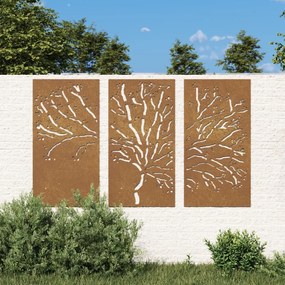 Διακοσμητικά Κήπου Σχ. Δέντρο 3 τεμ. 105 x 55 εκ. Ατσάλι Corten