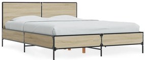 vidaXL Πλαίσιο Κρεβατιού Sonoma Δρυς 140x200 εκ. Επεξ. Ξύλο &amp; Μέταλλο