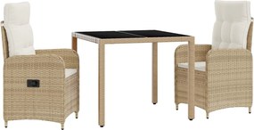 vidaXL Σετ Εξωτερικής Τραπέζης 3 pcs Μπεζ και Κρέμ 90 x 90 x 75 cm