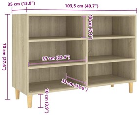 vidaXL Ραφιέρα Sonoma Δρυς 103,5 x 35 x 70 εκ. από Επεξεργ. Ξύλο