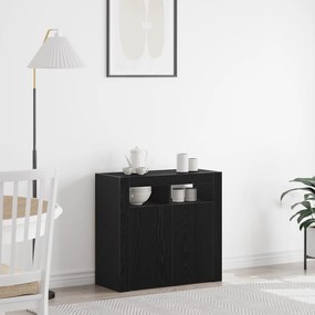 vidaXL Κονσόλα με LED Φώτα Μαύρο Δρυς 80x35x75 εκ από Ξύλο