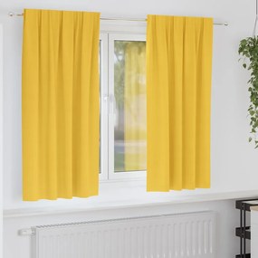 vidaXL Κουρτίνες Μαύρης Ύφανσης με Δαχτυλίδια 2 pcs Χαμομηλί κίτρινο