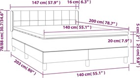 vidaXL Κρεβάτι Boxspring με Στρώμα Taupe 140x200 εκ. Υφασμάτινο