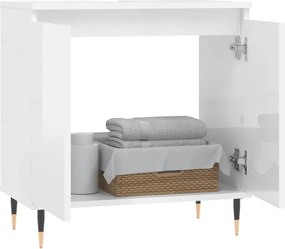 vidaXL Ντουλάπι Μπάνιου Γυαλ. Λευκό 58 x 33 x 60 εκ. από Επεξεργ. Ξύλο