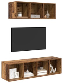 vidaXL Σετ Τηλεοπτικού Κάδου 2 pcs Παλαιό ξύλο 37 x 37 x 142.5 εκ