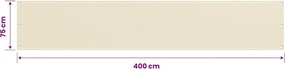 VidaXL Διαχωριστικό Βεράντας Κρεμ 75 x 400 εκ. από HDPE