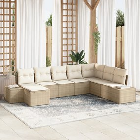 vidaXL Σετ Καναπέ Κήπου 8 pcs Μπεζ 319 x 209 x 85 εκ PE ρατάν