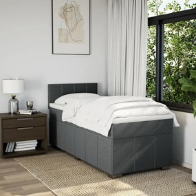 vidaXL Κρεβάτι Boxspring με Στρώμα Σκούρο Γκρι 90x190 εκ. Υφασμάτινο