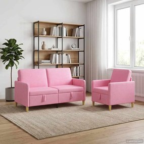 vidaXL Σαλονάκι Σετ Με Αποθηκευτικό Χώρο 2 pcs Ροζ Πολυεστέρας
