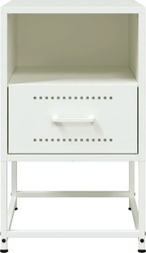 vidaXL Κομοδίνο Λευκό 36x39x60,5 εκ. από Χάλυβα