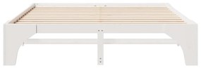 vidaXL Κρεβάτι δαπέδου Λευκό 200 x 200 cm Μασίφ ξύλο πεύκου