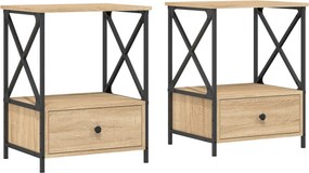 vidaXL Κομοδίνα 2 τεμ. Sonoma Δρυς 50x41x65 εκ. από Επεξεργασμένο Ξύλο
